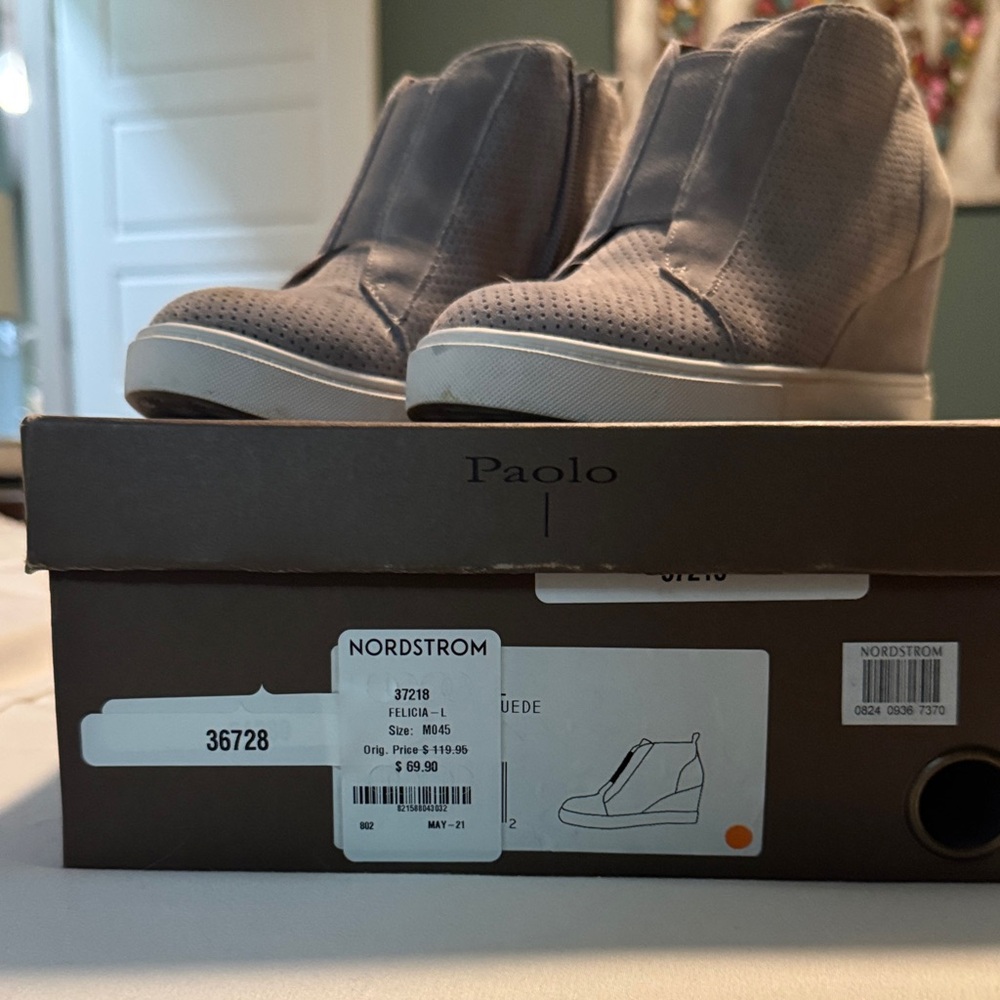 Paolo Perforated Suede High-Tops in Soft Gray